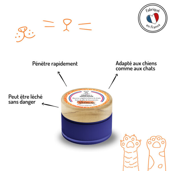 Baume hydratant et apaisant Velours pour chiens et chats points forts