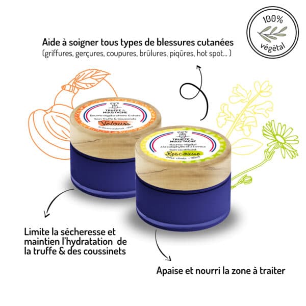 baume de soin truffe et coussinets Velours chiens et chats et baume de soin cicatrisant