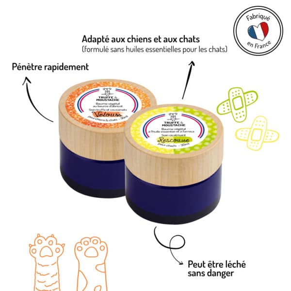 Baumes de soin végétaux pour chiens et chats cicatrisant, hydratant et apaisant bienfaits