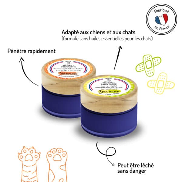 baume de soin truffe et coussinets Velours chiens et chats et baume de soin cicatrisant