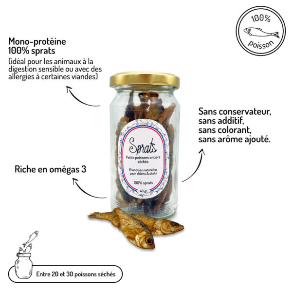 Friandises naturelles pour chiens et chats sprats