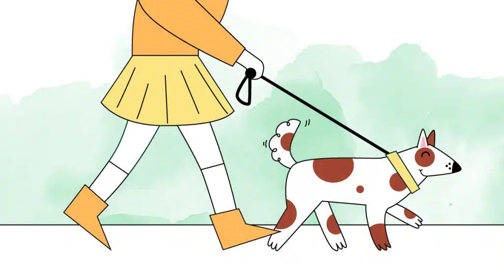 illustration promenade randonnée chien