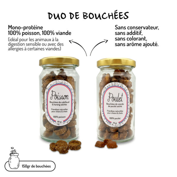 Duo de friandises poulet et poisson