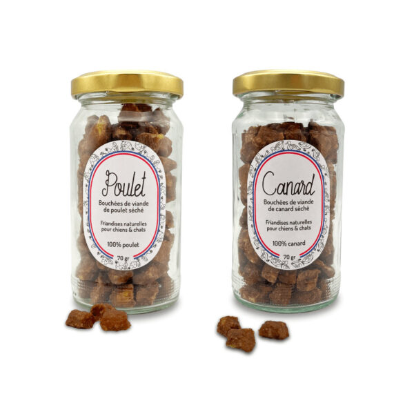 Duo de friandises viande poulet et canard