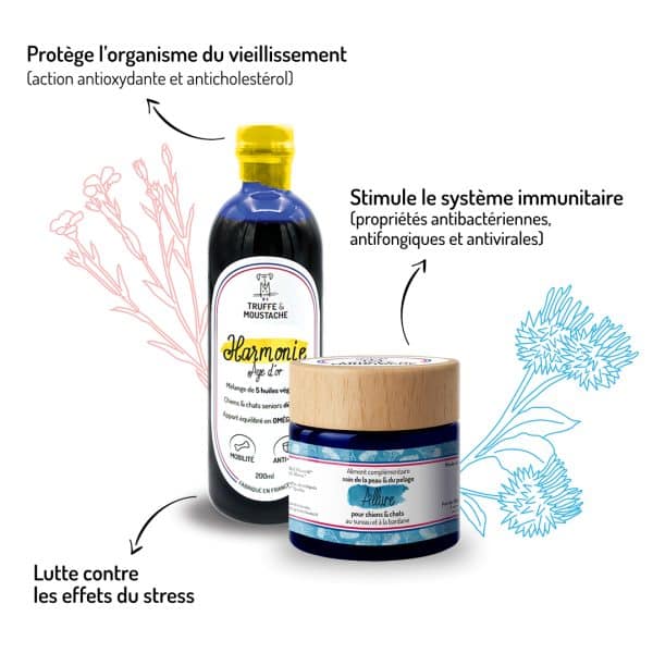 huile végétale harmonie âge d'or pour chien et chat senior