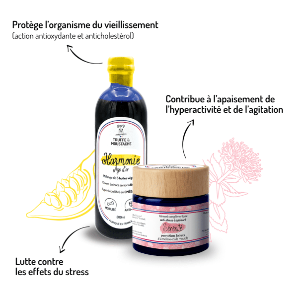 huile végétale harmonie âge d'or pour chien et chat senior