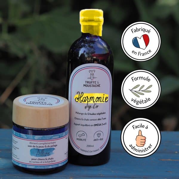 huile végétale harmonie âge d'or pour chien et chat senior