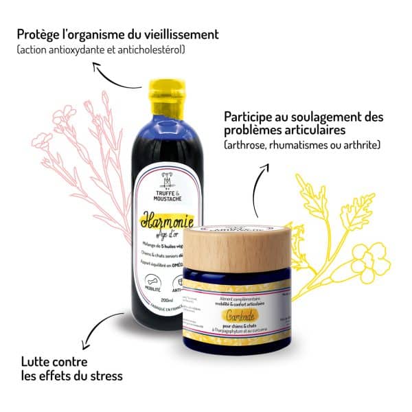 huile végétale harmonie âge d'or pour chien et chat senior