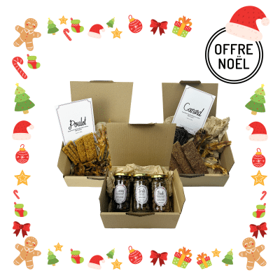 coffret de friandises pour chiens et chats noel idée cadeau poulet canard