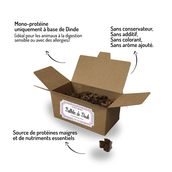 ballotins de friandises de dinde pour chiens et chats, 100% viande