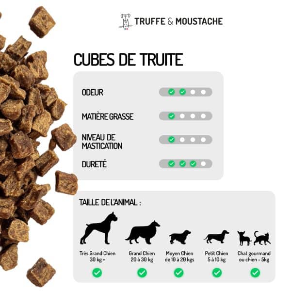 ballotins de friandises de truite pour chiens et chats, 100% viande