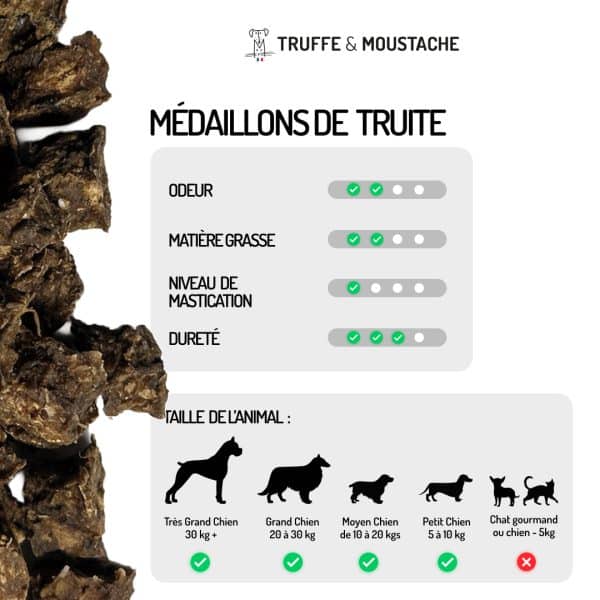 ballotins de friandises naturelles pour chiens et chats - médaillon de truite - 100% poisson