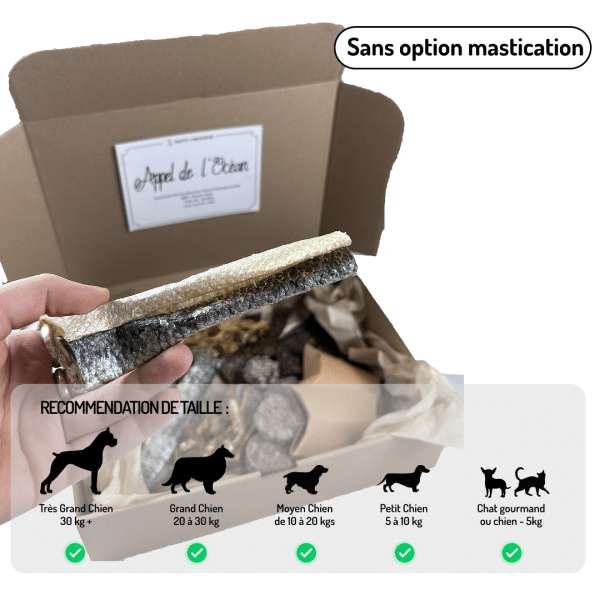 Coffret Appel de l'océan friandises variées pour chiens et chats poisson moules crevette calamar